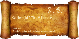 Kaderják Viktor névjegykártya